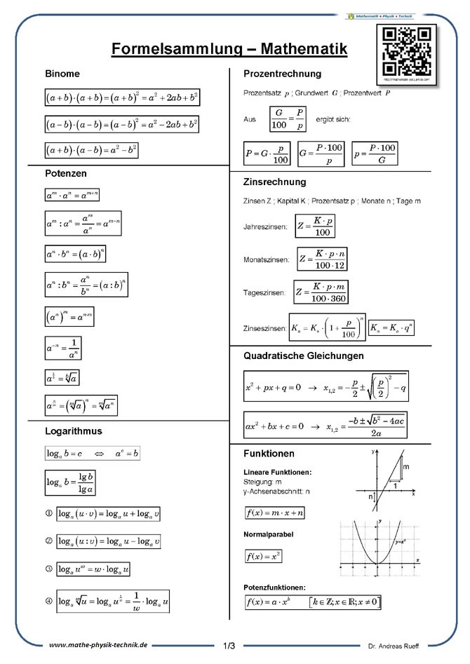 Formelsammlung - Sek 1 - (1)