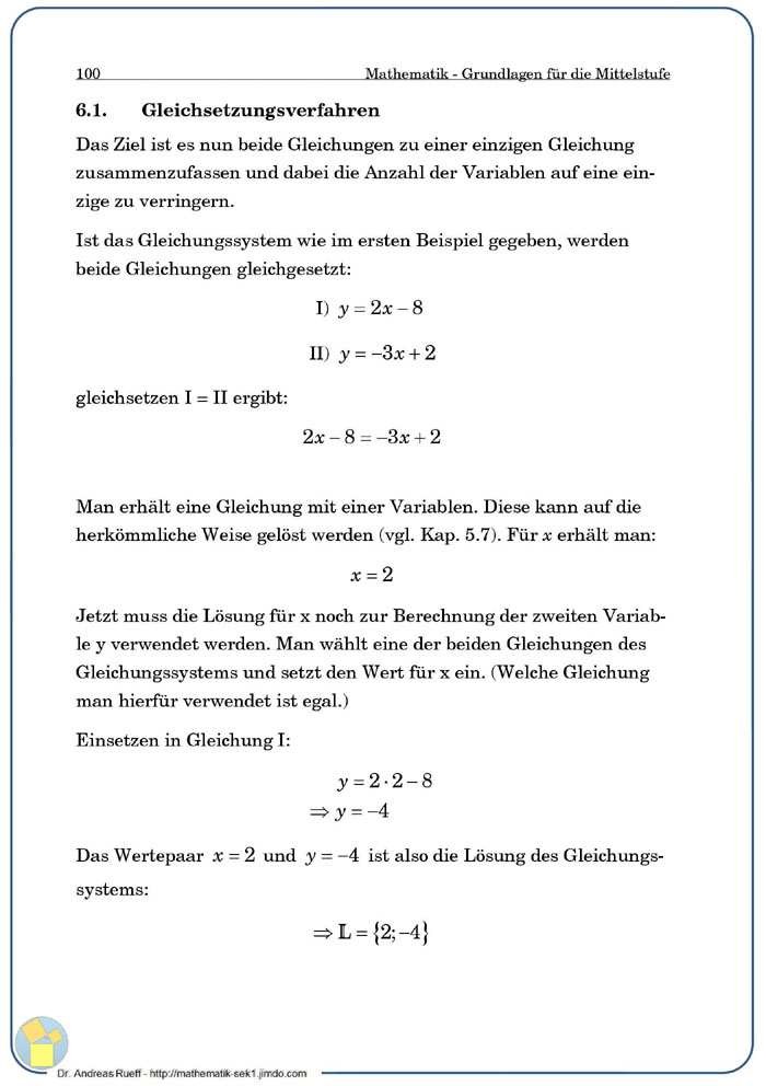Gleichsetzungsverfahren